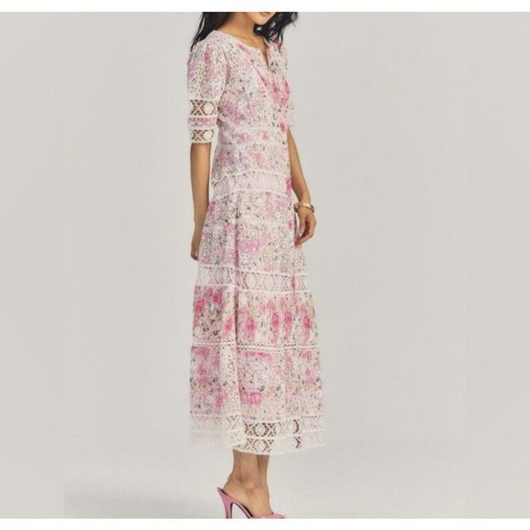 Love Shack Fancy Carmie Victorian Maxi Dress Floral Lace Size 6 - Picture 8 of 10